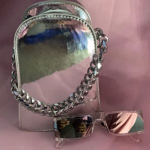 SILVER MIRROR BAG + SHADES🪩